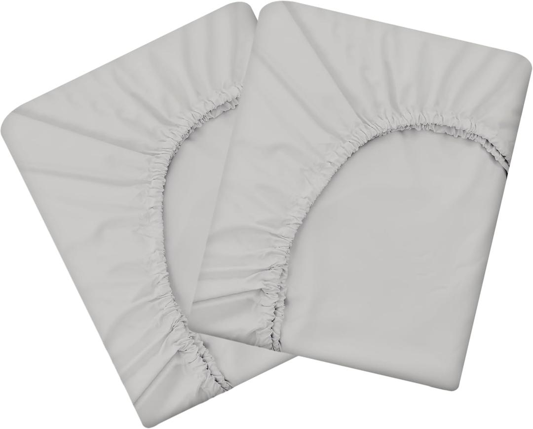 HBHLFZ Queen Fitted Sheet Only 2 Pack, Soft Breathable Bottom Sheet - 60"x80" Deep Pockets Queen Size Fitted Sheet - All Around Stretch Fit, Wrinkle Resistant, Colorfast - Easy CareLight Gray