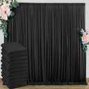 50 ft x 10 ft Wrinkle Free Black Backdrop Curtain for Parties, 10 Panels Polyester Black Photo Backdrop Drapes for Graduation Birthday Wedding Party Stage Curtains, Thick Bulk Background Curtains
