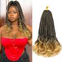 Curly Crochet Hair for Women Goddess Box Braids Crochet Hair Pre Looped French Curl Braiding Hair Crochet Braids 14 Inch 7 Packs French Curls Braids Layered Knotless Braids Hair Extensions(1B/27)