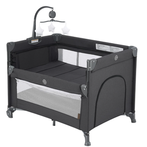 2-in-1 Pack and Play with Mattress,Baby Bassinet Bedside Sleeper, Bedside Bassinet & Baby Playpen, Easy Folding Portable Crib for Newborn to Toddlers (Dark Grey)
