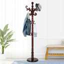 Wooden Coat Rack Stand, Coat Rack Freestanding with Sturdy Round Base, Adjustable Height Tree Coat Racks Stand for Home Bedroom Hallway Entryway Office