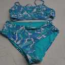 Herseas 2 Piece High Waisted Bikini Set for Women 2025 Spaghetti Straps Swim Top with Reversible Bottom Bathing Suit (X-Large, Turquoise)