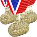 Quelay 30 Pcs 2'' Gold Awards Medals Bulk Winner Medals with Neck Ribbons Encourage Team Participation for Adults Trophy Award Prize Gift Competitions Graduation Party