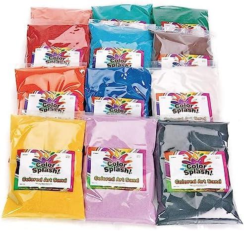 S&S Worldwide Color Splash! Art Sand Asst. 24 lbs! For Sand Art Layering in Bottles, Decorating Adhesive Sand Art Boards, DIY, Kids, Groups, 12 Fun Colors of Fine Sand in 2lb Bags Non-Toxic Pk of 12