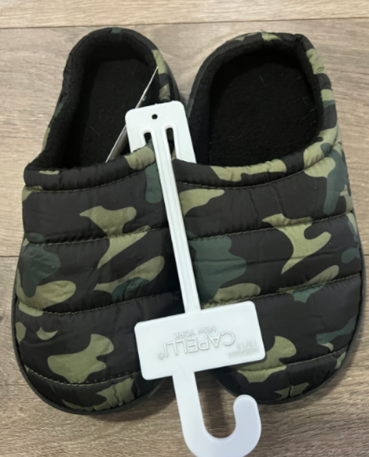 CAPELLI Boys Camouflage Slippers Elastic Closed Heel House Shoes for Toddler Kids 12-13