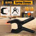 RELBRO Spring Clamps, 4.5 Inch Large Plastic Clips for Balloon Arch Backdrop Craft Decoration, Heavy Duty, Black, 10 Pcs