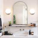 2 Pack Modern Brushed Nickel Wall Light Fixtures, Mid-Century Globe Glass Wall Sconces Set of Two for Bathroom Mirror, Living Room, Hallway, Entryway (Bulbs Not Included)