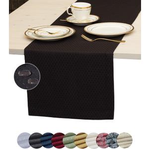 Black Table Runner 60 inch, Waterproof Dresser Scarf, Outdoor Coffee Table Runner, Elegant Dining Table Runners for Fiesta, Dinner Parties, Events, Wedding, Decor Thanksgiving, Halloween, Christmas
