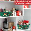 3 Set Christmas Woven Basket with Cute DIY Doll Cotton Rope Christmas Basket for Gift Empty with Handles 15 x 9.9 x 5 Inch Woven Rope Storage Bin Santa Xmas Holiday Decorative(Green)