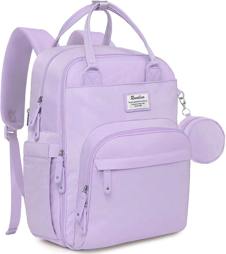 RUVALINO Diaper Bag Backpack, Multifunction Travel Pack Maternity Baby Changing Bags, Large Capacity, Waterproof, Taro Purple, 11.8x7.8x16.5 Inch