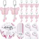 50 Set Baby Shower Favors for Guests Butterfly Keychain Bulk Thank You Cards Bag Baby Shower Return Gifts (Pink)
