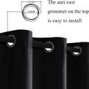 JIUZHEN Black Blackout Curtains with Tiebacks - Thermal Insulated, Light Blocking and Noise Reducing Grommet Curtains for Bedroom and Living Room, Set of 2 Window Curtain Panels, 60 x 96 Inch Length