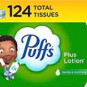 Puffs Plus Lotion Facial Tissue, 8  Family Box, 124 Tissues Per Box