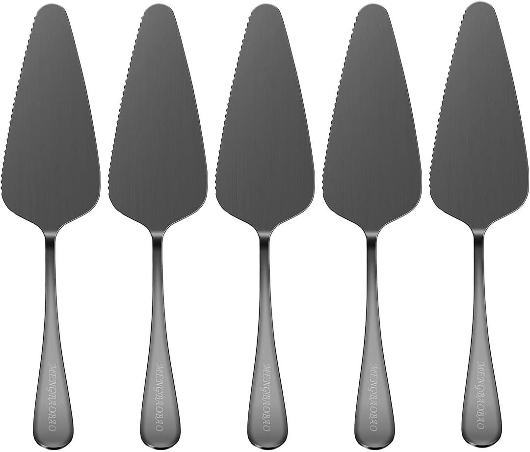 5x Cake Server Pie Holder Transfer Triangular Spade Spatula for Pizza Cake Baking (Black Polished)