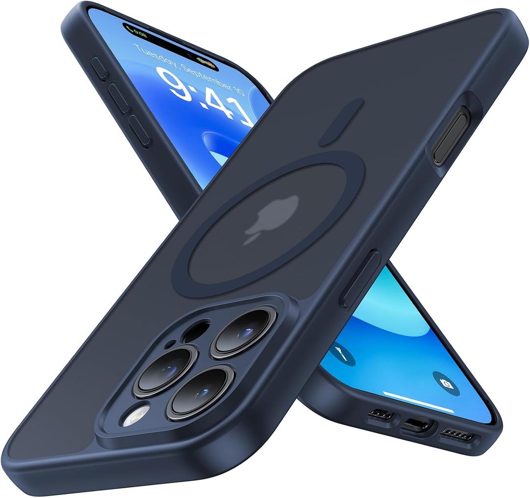 Magnetic for iPhone 16 Pro Max Case,Upgraded [Full Camera Protection][Compatible with Magsafe][Military Grade Protection]Shockproof Translucent Matte Phone Case for iPhone 16 Pro Max,Navy Blue