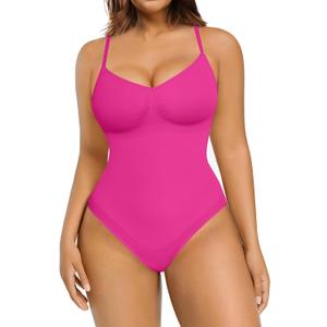 FeelinGirl Shapewear Bodysuit Sculpting Tummy Control Body Shaper for Women Seamless Plus Size Butt Lifting Shaper (Medium-Large, Rose Red)