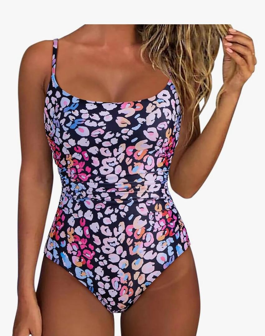 SUUKSESS Women One Piece Tummy Control Swimsuit Crisscross Backless Bathing Suit Size L