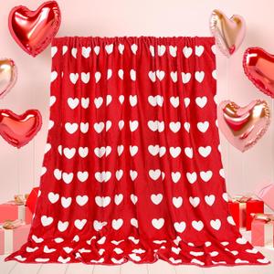 JarThenaAMCS Valentine's Day Throw Blanket Red Heart Prints Fuzzy Romantic Love Decorative Soft Cozy Flannel Blanket for Mom Couple Home Bed Sofa Couch Chair, 50 x 60 Inch
