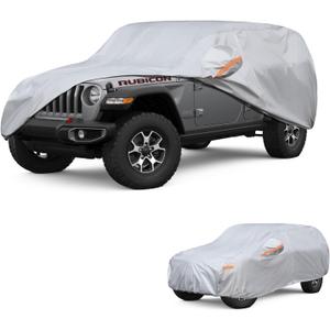 Car Cover Custom Fit for Jeep Wrangler 4 Door 2006-2025 JL JK, 6 Layer Heavy Duty Waterproof All Weather Car Tarp Outdoor Protection with Cotton Lining