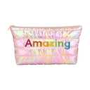 Hiroyuki Iridescent Makeup Bag, Cute Cosmetic Bag, Large Capacity Travel Pouch (Amazing, Pink)