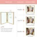 Golden State Art, Light Gold 6x8 Hinged Double Metal Frame - Floating Effect for 5x7, 4x6 or any Smaller Photos with Real Glass for Protection - Elegant Desktop Decor for Home or Office