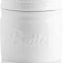 Sweejar Porcelain Butter Keeper Crock, French Butter Dish with Water Line, Ceramic Butter Container for soft butter (White)