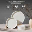 HaWare Dinnerware Sets, Plates and Bowls Set for 4, Speckled Ivory White
Stoneware, Fluted Design, 12-Piece Dish Set for Home Restaurant, Chip and Scratch Resistant, Microwave and Dishwasher Safe