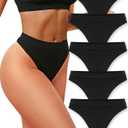 ROSYCORAL High Waisted Thong for Women Panties Breathable Sporty Tangas Seamless No Show Underwear Pack,Size M, 5 pieces