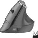 Eelexa New Dual Mode Ergonomic Mouse, Rechargeable Bluetooth Vertical Ergo Mouse Wireless 5 Adjustable DPI, Silent 2.4 GHz Optical Carpal Tunnel Mouse for Compatible with Laptop, PC (Right Hand)