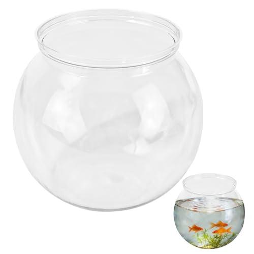 27 oz Mini Plastic Fish Bowl, Clear Round Small Fishbowl Aquarium, Unbreakable Shatterproof Plastic Betta Fish Tank, Desktop Goldfish Bowl for Home Decor & Party Centerpieces