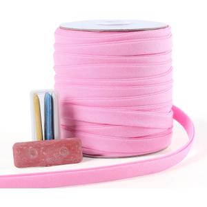 Bias Tape Double Fold 1/2 inch, Double Fold Bias Binding Tape 55 Yards (Pink) and 4 Pieces Sewing Fabric Chalks for Crafts, Sewing, Seaming, Hemming, Piping, Quilting.