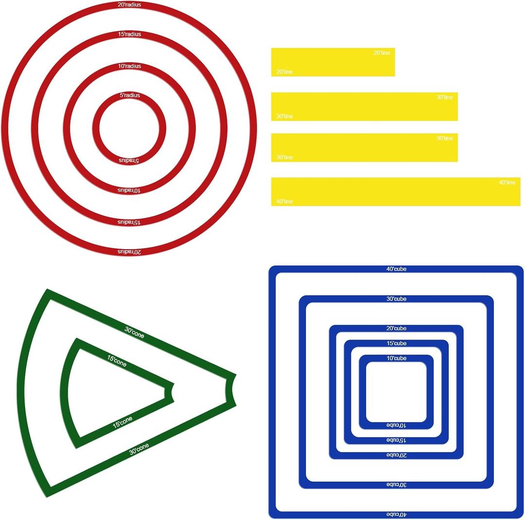 15 Pcs Area of Effect Spell Templates, DND Spell Templates, Acrylic Spell AOE Damage Template Set, Include 5 Cube 4 Circle 2 Cone 4 Line Templates, Tabletop RPG Gaming Accessories