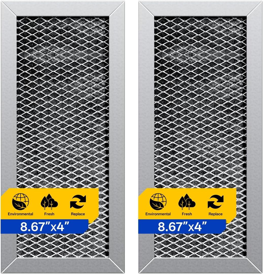2 x JX81H Microwave Filter Replacement 8.63" x 4" For WB02X10956, WB02X11544, WB2X10956 Fits Samsung Carbon Filter - Freshens and Filters Kitchen Air in Over-the-Range Oven Stove Fan (2-Pack)