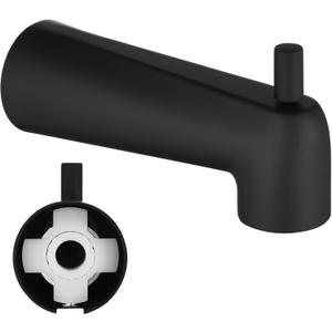 7" Slip-On Diverter Tub Spout, Extra-Long Replacement Bathtub Spout for 1/2" Copper Water Tube, Compatible with Moen 3839/3853, Slip-On Bathtub Faucet with Diverter, Matte Black