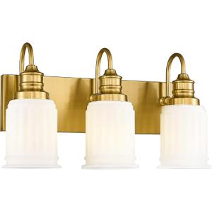 3-Light Bathroom Light Fixture, HWH Modern Vanity Light, Brushed Gold Wall Light Over Mirror, Frosted White Bell-Shaped Glass, 5HZG106B-3W BG