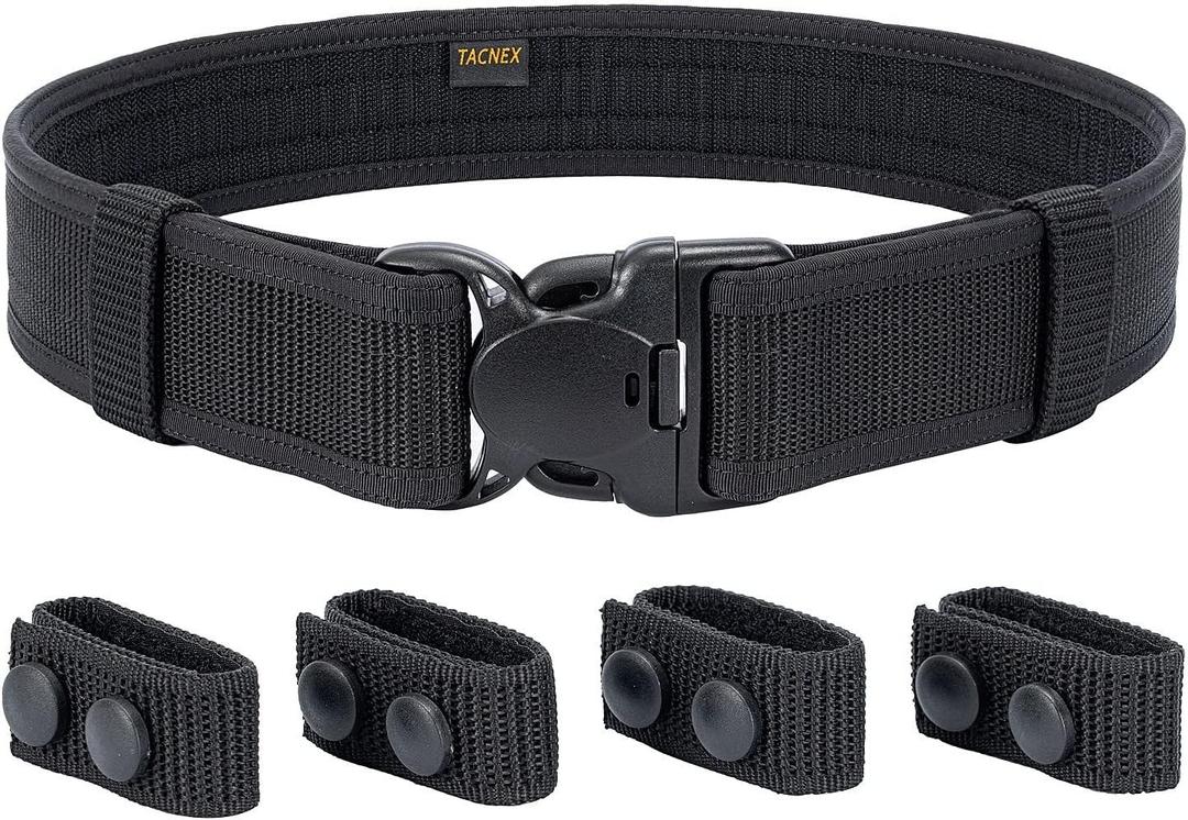 TACNEX Duty Belt w/Hook Lining 4 Keepers Police Law Enforcement Correctional Officer Security 2" Black Nylon Outer Belt XXXL
