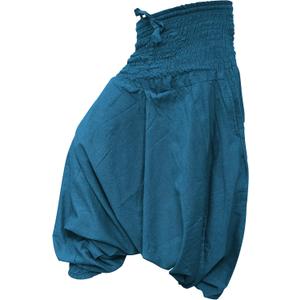 Plain Hippie Harem Aladdin Baggy Loose Fit Genie Gypsy Trouser Pants, Petrol Blue, One Size
