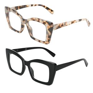 Rayzzol Oversized Reading Glasses for Women – Blue Light Blocking Readers, Bold Square Frame, Clear Lens, Spring Hinge