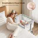 Ezebaby Baby Bassinets Bedside Sleeper, Portable Bedside Bassinet for Baby Newborn Infants with Adjustable 7 Heights and All Mesh Sides, Newborn Crib with Mattress and Soft, Breathable Sheet | Baby bassinets