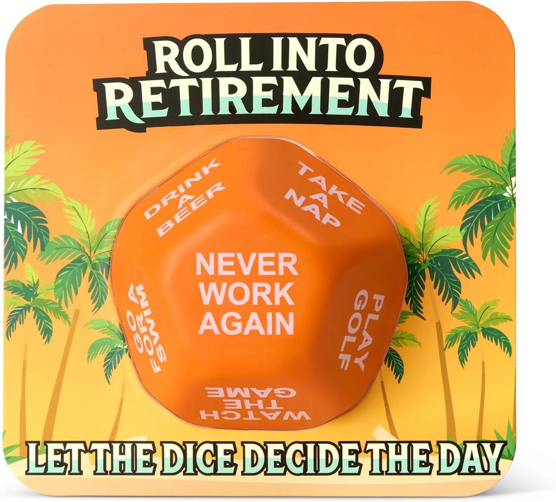 Jumbo Decision Dice — Funny Retirement Gift for Men & Women, Giant Foam Party Dice, Gag Gift for Coworker, Teacher, Nurse, Boss, Retiree (Orange)