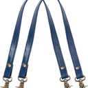 HB Full Grain Leather Purse Strap 2Pcs ~ 24" Premium Short Purse Replacement Handles for Handbag Underarm Bags with Brass Buckles (Blue)