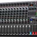 DJ Mixer, TKLBLS Professional 12 Channel Audio Mixer Board with 99-Bit DSP, Sound Board Mixing Console 7-Band EQ Output, USB Audio Interface, Bluetooth 48V Phantom Power For Karaoke Studio Streaming