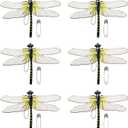 4 x 6 Pack Dragonfly Clip,Fake Dragonflies, Humming Bird Stakes Fake, Plastics Dragonfly for Garden Stakes Decor Yard Ornaments for Hat,Deer and Horse,Fly Scare Devices for Indoor Outdoor (6pck)