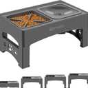 Elevated Slow Feeder Dog Bowls with No Spill Water Bowl, Raised Bowl for Large Medium Small Dogs, Food Stand Splash Guard, 4 Heights 3.7'', 8.5'', 10.1'', 11.7'', Grey (GW03)