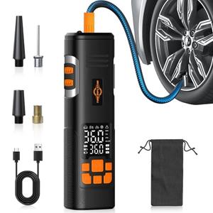 Aneson Tire Inflator Portable Air Compressor, 150PSI Air Pump for Car Tires, LED Light & Auto Shutoff, Cordless Electric Bike Tire Pump with Digital Pressure Gauge for Car, Motorcycle, Bicycle, Ball