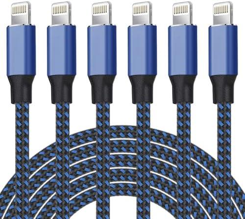 iPhone Charger [Apple MFi Certified] Lightning Cable 6PACK-3/3/6/6/6/10 FT Nylon Braided iPhone Charger Cord High Speed Cord for iPhone 14/13/12/11 Pro Max/XS MAX/XR/XS/X/8/7/Plus/6S/6/iPad
