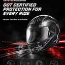 TCMT Full Face Motorcycle Helmet for Adults Men Women, Lightweight Polycarbonate Street Bike Dirt Bike Helmet with Anti-Scratch Mirror Shield and Removable Liner, DOT Approved