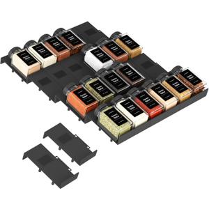 Famhap Spice Drawer Organizer, 24PCS Interlocking Expandable Seasoning Rack Tray Insert for Kitchen Drawers, Spice Rack Drawer for Spice Jars (Black)