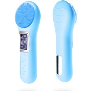 WOVAZUS Facial Cleansing Brush, IPX7 Waterproof Rechargeable Face Scrub Brush for Cleansing, Exfoliating and Massaging, Electric Face Scrubber - Blue