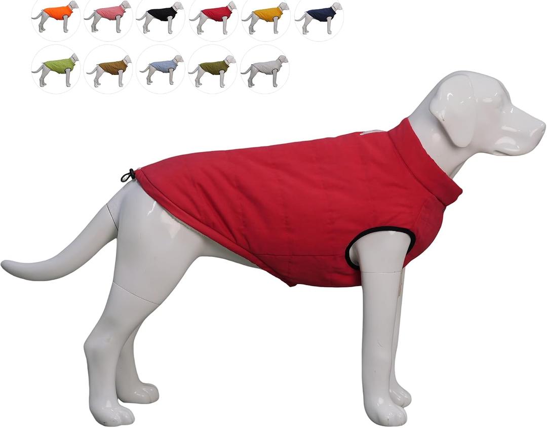 Lovelonglong Waterproof Fleece-Lined Winter Vest for Dogs Button Style Dog Warm Coats Red Large
